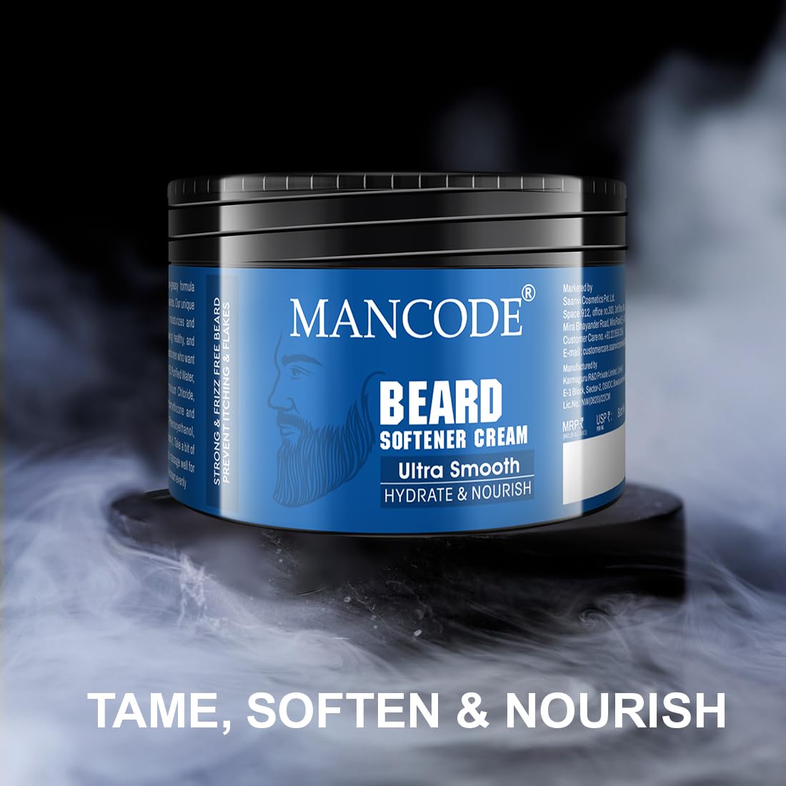 Mancode Beard Softener Cream - 100gm | for Frizzy Rough Dry Mustache and Beard | Long Lasting Moisturization & Nourishement | Mooch Beard Perfect Styling Cream | Argan Almond Walnut Oil Shea Butter Proteins and Vitamins Enriched | No Paraben No Sulfate (P