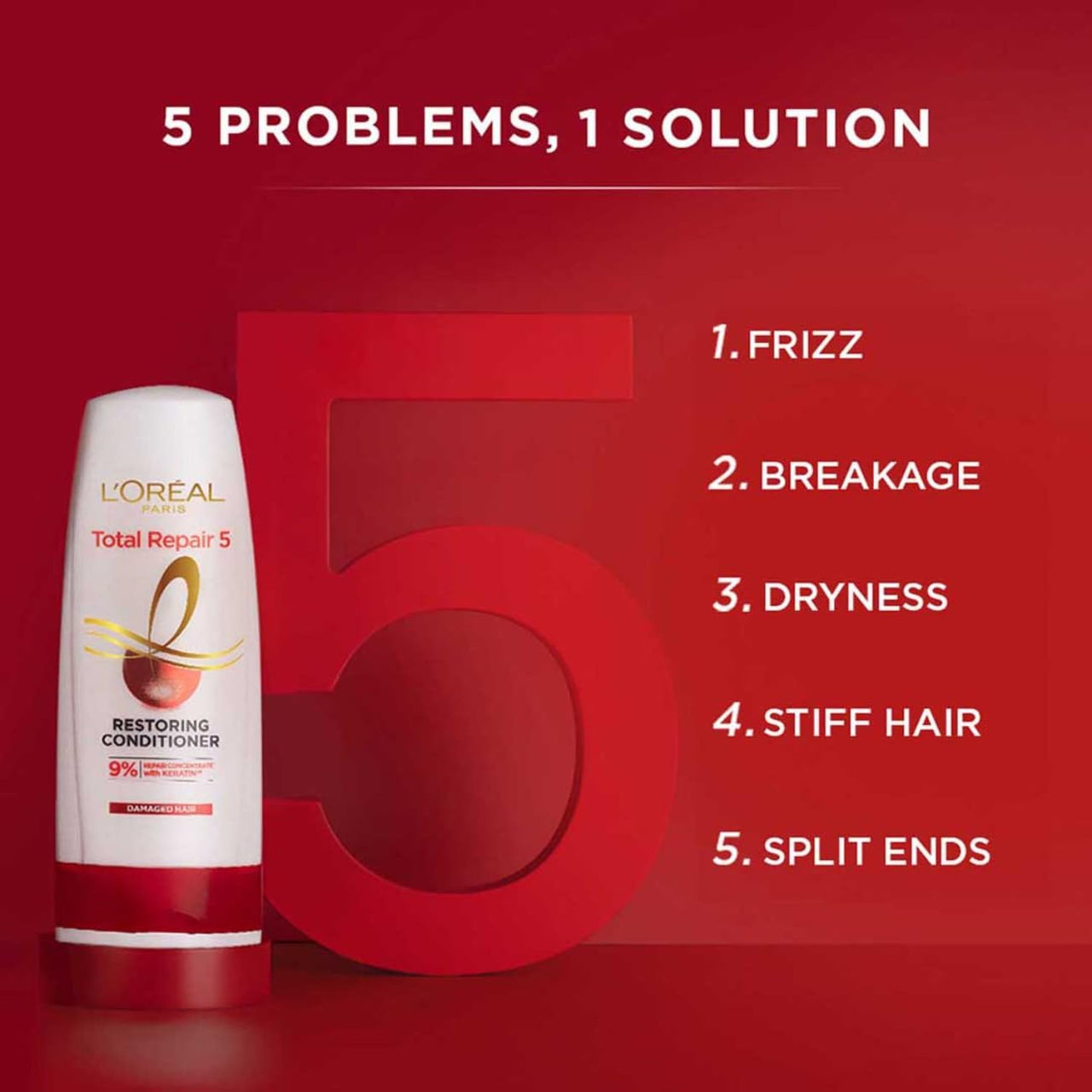 L Oréal Paris, For Damaged and Weak Hair, With Pro-Keratin + Ceramide, Total Repair 5,Shampoo 340ml + Conditioner 71.5ml (2 Item In Set)