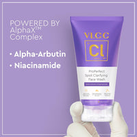 VLCC Clinic ProPerfect Spot Clarifying Face Wash 150 ml - AlphaXTM Complex is known for Spot lightening | Powered by Alpha Arbutin and Niacinamide | visibly fade dark spots, pigmentation