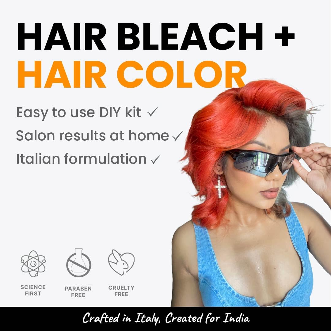 2.Oh! Italian- Orange Hair Color DIY Kit | Semi Permanent Hair Color + Hair Bleach for Hair Color | Hair Highlights for Women & Men | Hair Bleach with Plex & Argan oil| Lightening Kit