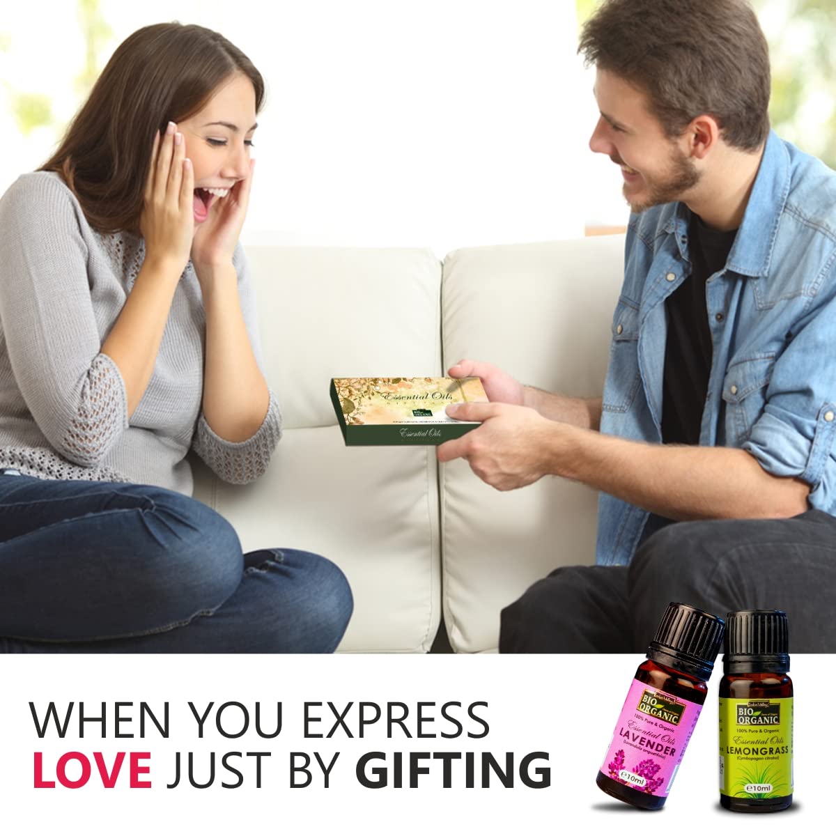 INDUS VALLEY 100% Pure Essential Oils Gift Pack - Peppermint oil,Lemongrass oil, Rosemary oil,Lavender oil,Eucalyptus oil,Tea Tree oil - 10ml * 6=60ml (Pack of 6)