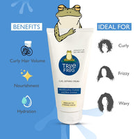 TRue FRoG Curl Defining Cream for Styling Curly, Wavy and Frizzy Hair with Marshmallow Root and Tucuma Butter, Vegan, Silicone free, Phthalate free & Paraben free - 150ml