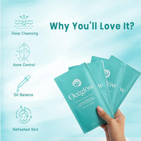 OCEGLOW-Powerful Marine Extracts Lavender Brightening Peel-Off Powdered Mask | Pack Of 7 Individual Sachets | Fights Acne, Controls Oil, Deep Cleanses, Soothes & Rejuvenates Skin | For Radiant Glow