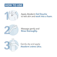 Bioderma Atoderm Gel Douche Ultra Gentle | Soap-Free Daily Use Shower Gel with Niacinamide for 24H Hydration & Glycerin| Boosts Hyaluronic Acid & Ceramides | Normal to Dry Skin (100 ml)