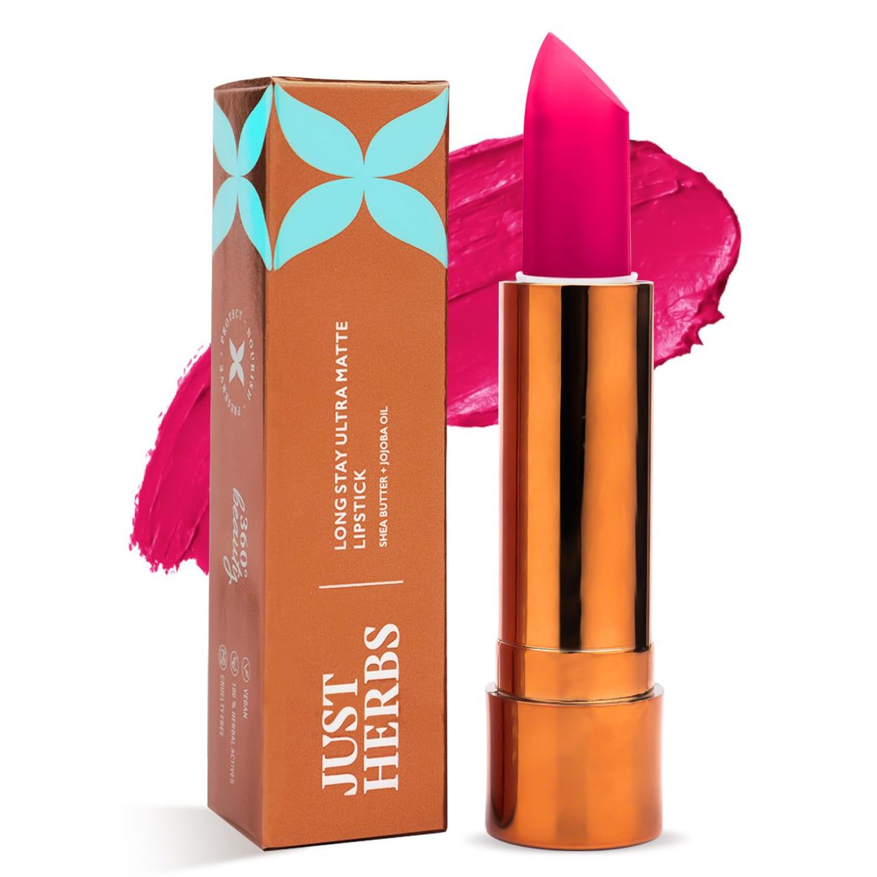 Just Herbs Ultra Matte Bullet Lipstick Nourishing Non Drying and Long Stay Lipsticks for Women 4 g (Hot Pink Pop)