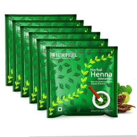Richfeel Henna Mehendi 100g (Pack of 6) | 100% Natural Plant-Based Hair Color | Reduces Hair Fall, Improves Hair Health & Repairs from Root to Tip | Reddish-Brown Tint