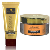 Passion Indulge Natural Papain D10 Cleanser 100ml & Papain D10 HydraGel Moisturizer 50gm Combo Pack For Reduces Tan