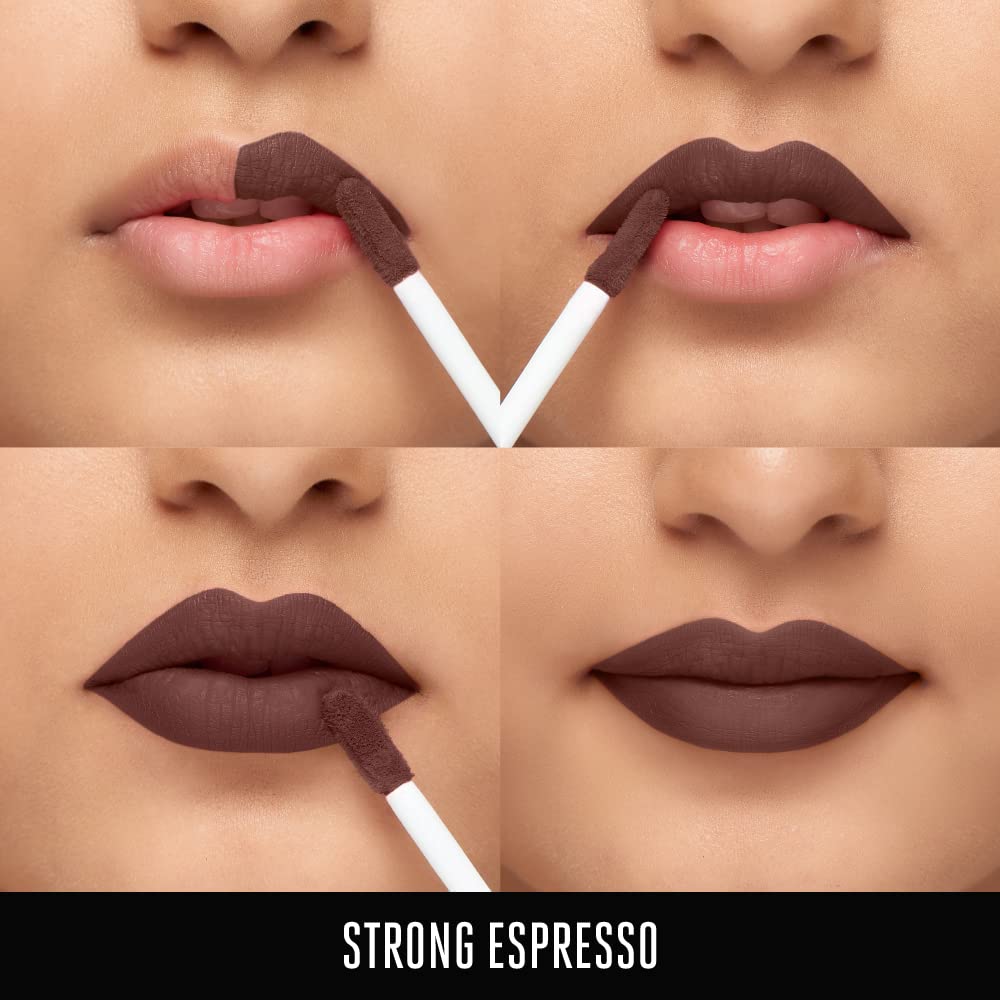 Lakmé 9to5 Primer + Matte Liquid Lip Color MB3 Strong Espresso & LAKMÉ Eyeconic Insta Cool Kajal, Black & Lakme Forever Matte Liquid Lip Colour, Intense Matte Finish All Day Long, Smudgeproof & Looks Freshly Applied For Upto 20Hrs, Brown Espresso, 5.6 ml
