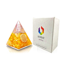 Orgone Pyramid | Citrine Orgonite Pyramid for Wisdom, Wealth & Success | Healing Crystal Gemstone Pyramid | Orgone Pyramid Crystal - Handmade In India