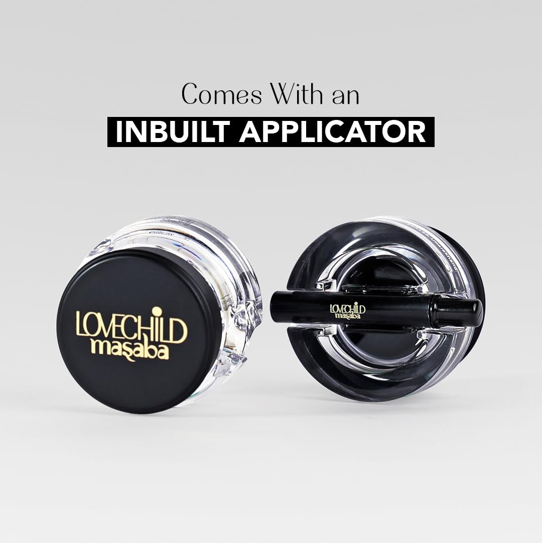 LoveChild Masaba Eye 2K Gel Eyeliner with Applicator, Black, Smudge-Proof, Waterproof, Matte Finish, Long-Lasting Precision, For Bold & Defined Eyes, 4g