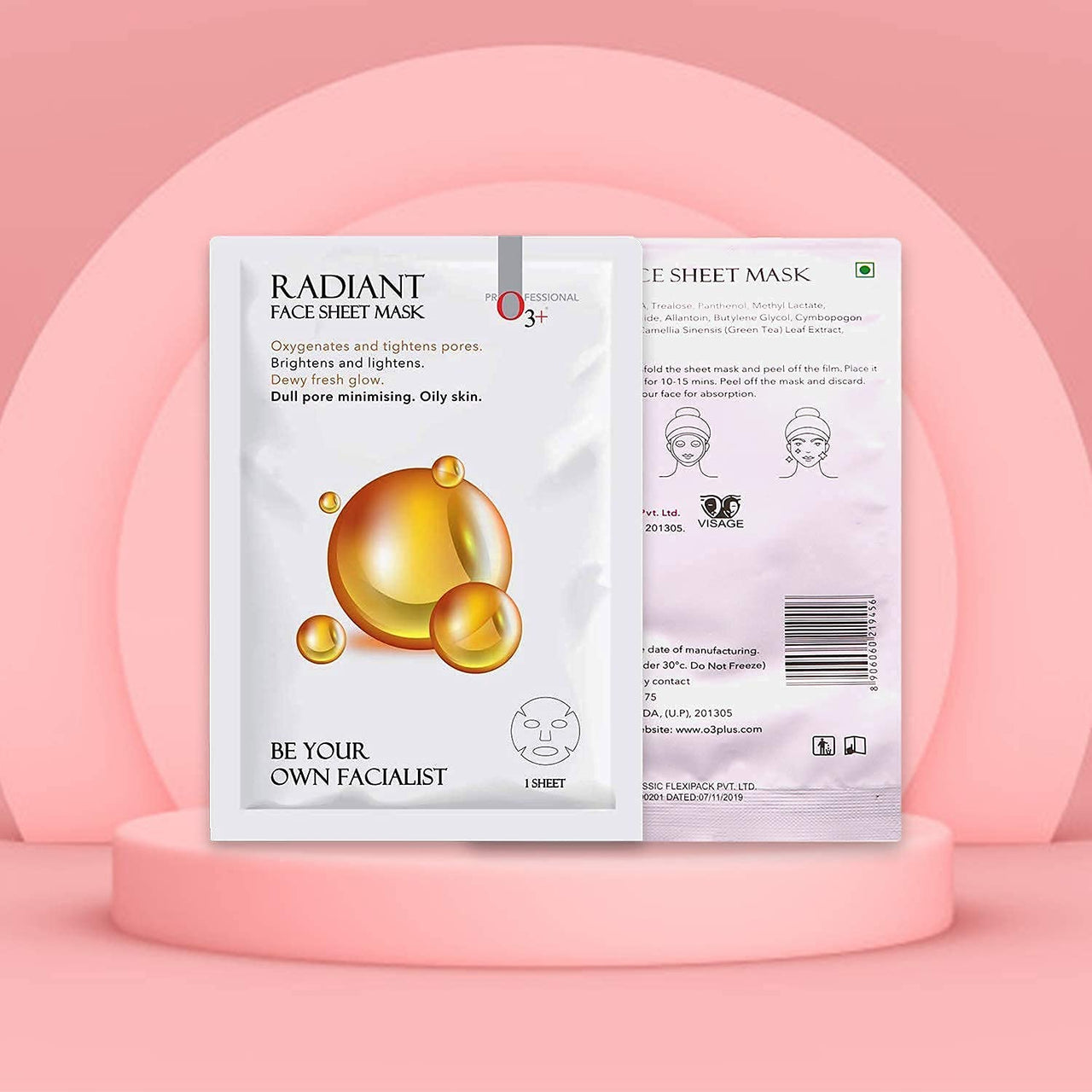 O3+ Facialist Radiant Face Sheet Mask for Oxygenates and tightens pores to reduce uneven skin tone (30g)