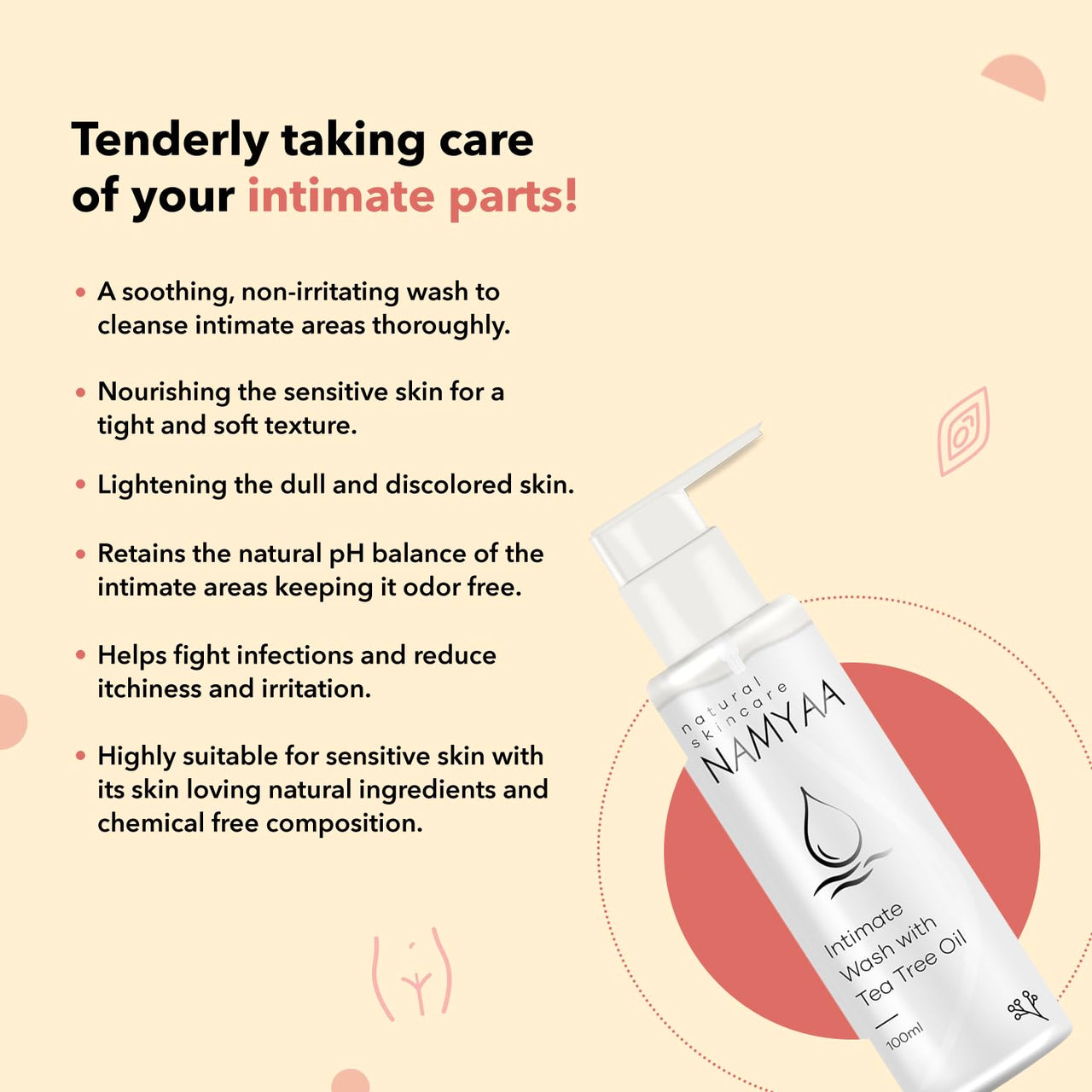 Namyaa Intimate Lightening Serum and Hygiene Wash for Men and Women, 100 gram each