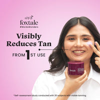 Foxtale De-Tan Face Mask for Glowing Skin| Clay Mask with Lactic Acid for Tan Removal, Reduction in Blackheads, Instant Brightening| New-Age Ubtan Face Pack for All Skin Types | Men & Women- 75g