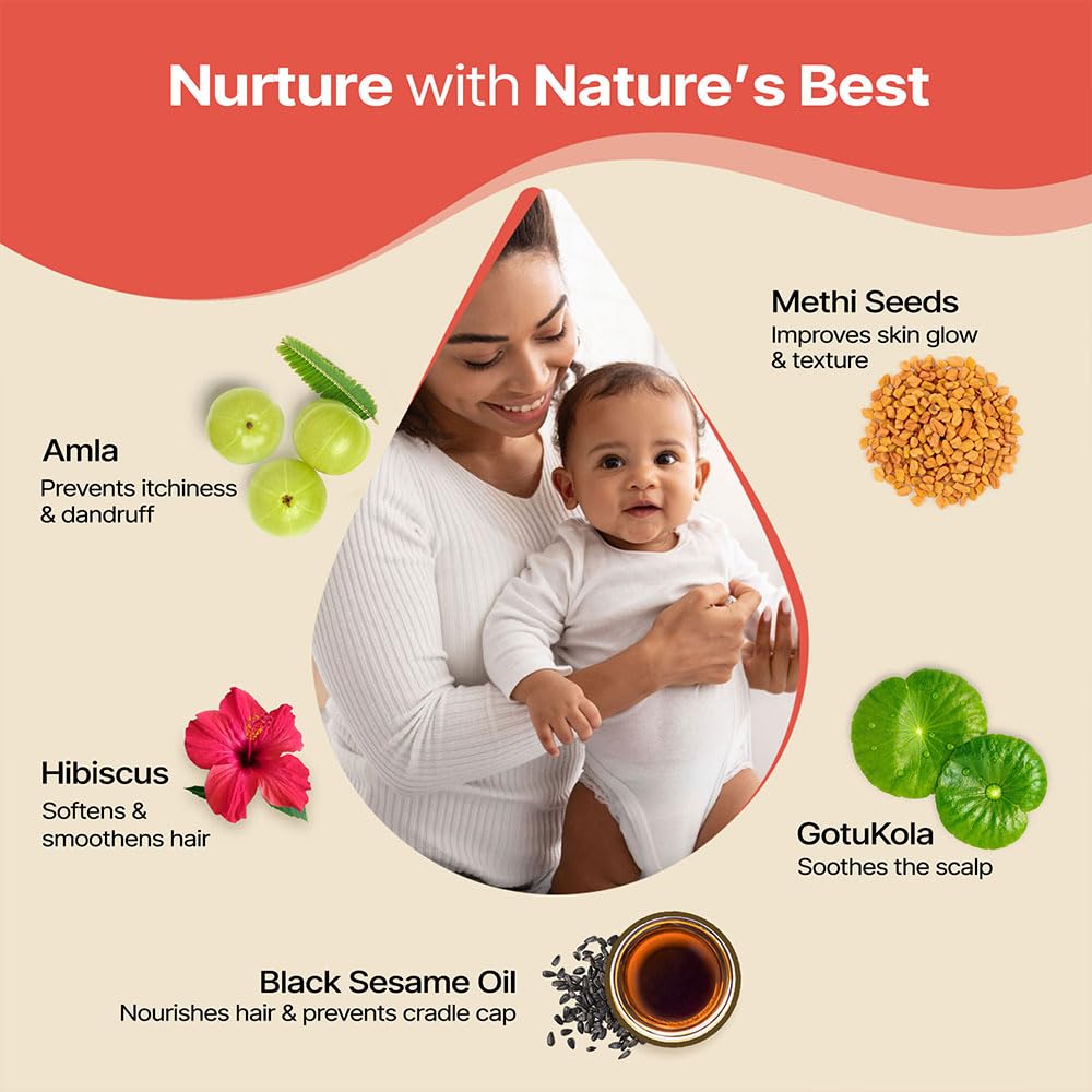 Herby Angel Head Massage Oil for Babies and Kids, Nourishes Scalp and Hair Texture, Hair Oil with Amla and Methi, Soothes Cradle Cap, Dermatalogically tested, Gentle Baby Hair Oil, 100ml