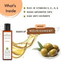 Mystiq Living Extra Virgin Olive Oil & Sweet Almond Oil Combo | For Hair, Skin And Baby Massage | Cold Pressed, Pure & Natural -400 ML (200 ML Each)