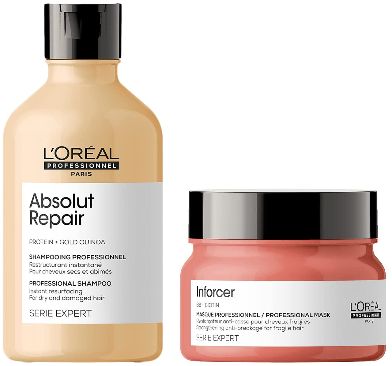 L'Oréal Professionnel L’Oréal Professionnel Inforcer Strengthening Hair Mask, Serie Expert, 250gm Absolut Repair Shampoo For Dry And Damaged Hair, Serie Expert, 300Ml
