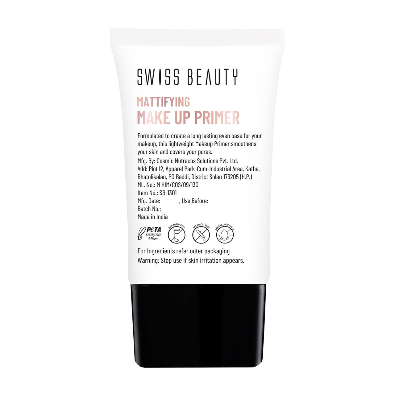 Swiss Beauty Mattifying Makeup Primer | Oil-Free Shine | Minimises Pores | Long-Lasting Base | All skin Types, 30gm