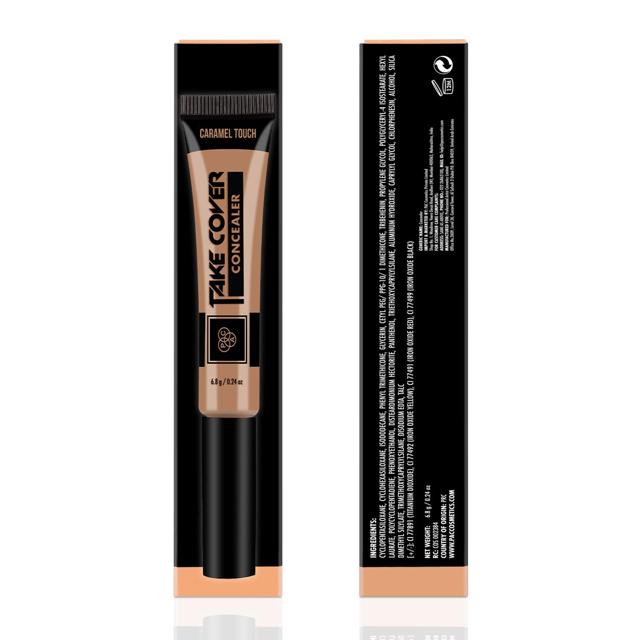 PAC Take Cover Concealer for Face Makeup | Creaseless & High Coverage Blendable Color Corrector | Poreless Lightweight Highlighting & Contour Dark circles & Fine lines- 05 (Caramel Touch)