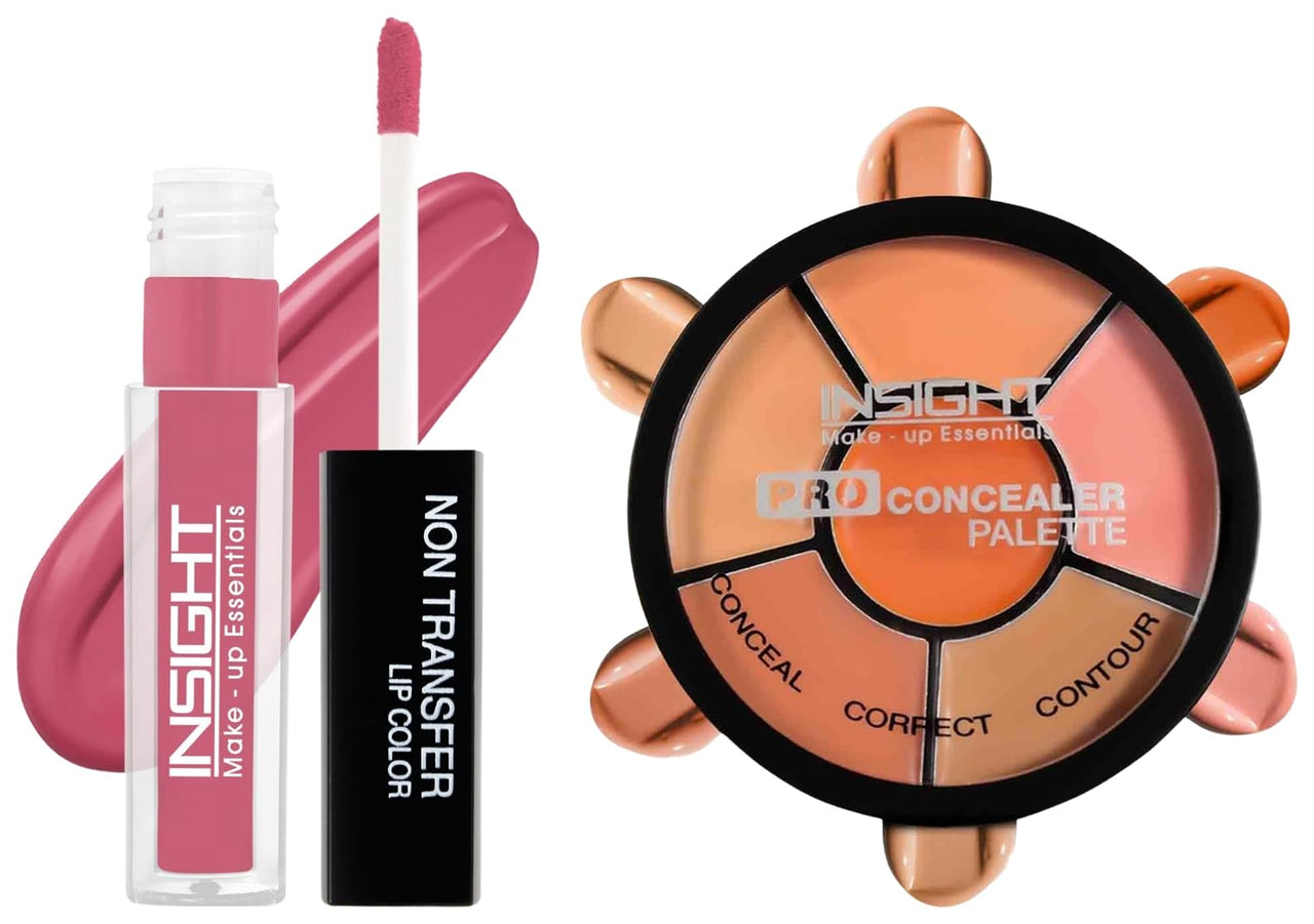 Insight Cosmetics Pro Concealer Palette-ConcealerConceal Correct Contour WaterProof (CR105-Concealer) Non Transfer Lip Color Matte Texture12Hrs Waterproof, 4ml(LG40-04)