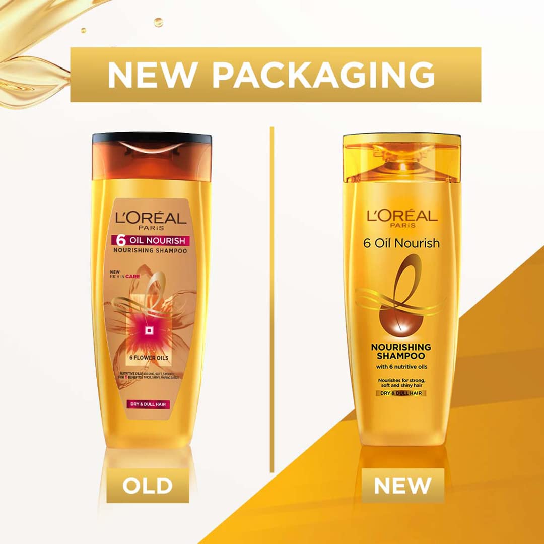 L'Oreal Paris Hair Mask, For Damaged and Weak Hair, 200ml & L'Oreal Paris Shampoo, Moisturising & Hydrating, For Dull, Dry & Lifeless Hair, 6 Oil Nourish, 340 ml