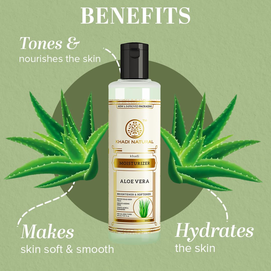 Khadi Natural Ayurvedic Aloevera Moisturiser Lotion| Long lasting hydration|Nourishes skin deeply|Free from harsh chemicals| Pack of 2| (210 * 2) (420 ml)