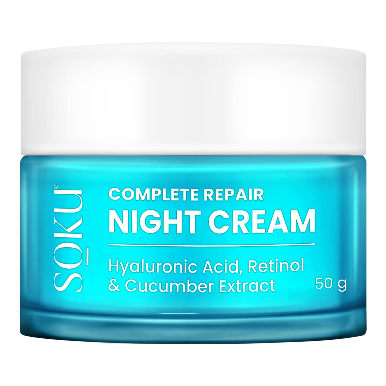 SOKU Retinol Night Cream for Face | Anti Aging Cream For Women & Men | Reduces Fine Lines & Wrinkles | Hyaluronic Acid & Cucumber Extract | Lightweight, Quick-Absorbing | For All Skin Types | 50g