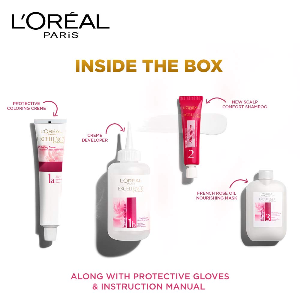 L'Oreal Paris Excellence Creme Hair Color, 3 Dark Brown/Natural Darkest Brown, 72Ml+100G & Excellence Creme Hair Color, 5 Light Brown/Natural Brown, 72Ml+100G
