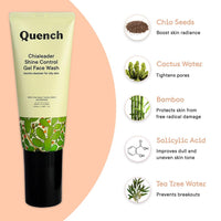 Quench Shine Control Gel Face Wash with In-built Silicone Brush | Korean Face Wash for Oily Skin | Controls Excess Oil & Reduces Blackheads | Made in Korea (100ml)