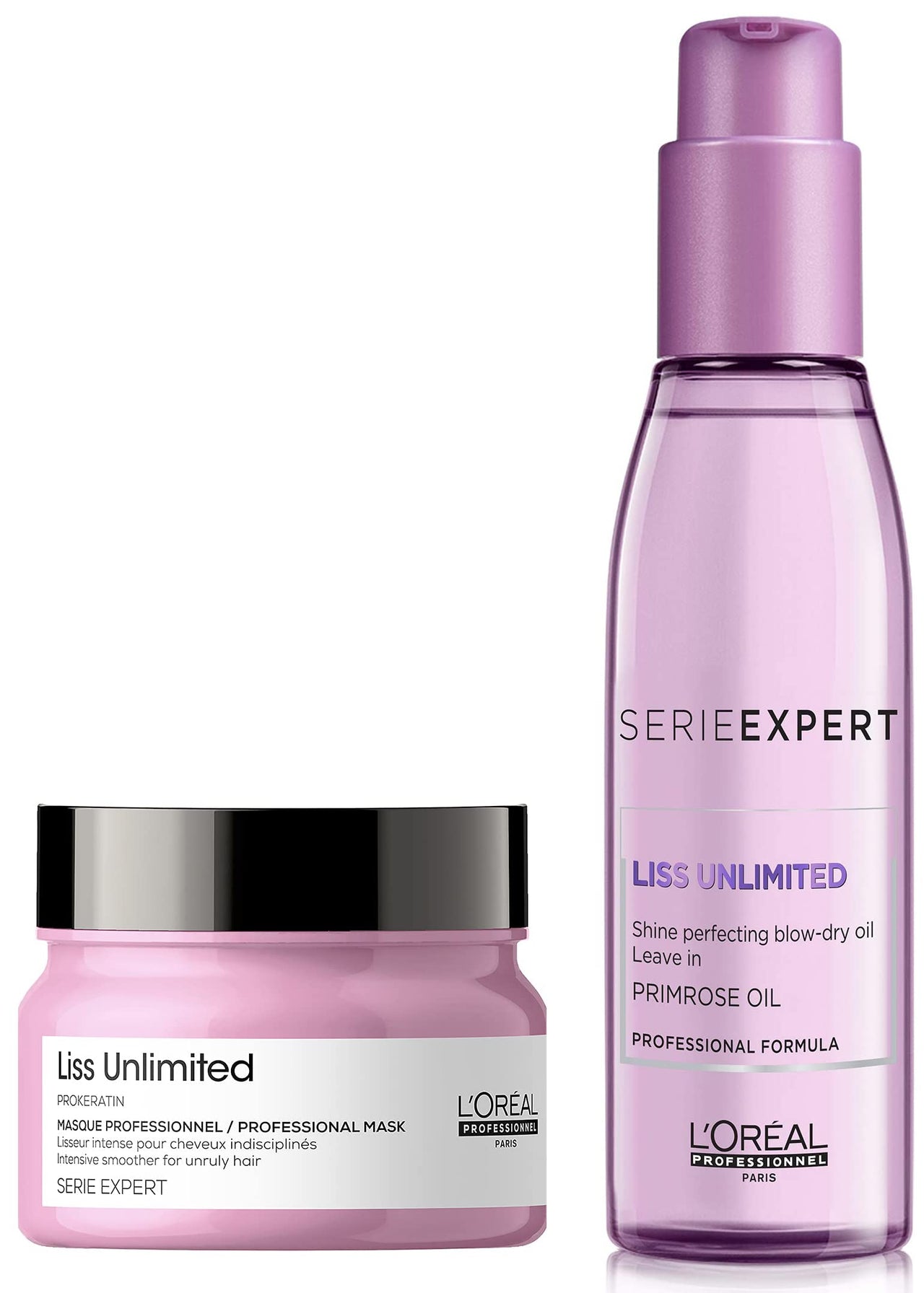 L'OREAL PROFESSIONNEL PARIS Serie Expert Liss Unlimited Blow Dry Serum, 125Ml For Frizz-Free Hair & Serie Expert Liss Unlimited Masque, 250G For Frizz-Free Hair