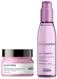L'OREAL PROFESSIONNEL PARIS Serie Expert Liss Unlimited Blow Dry Serum, 125Ml For Frizz-Free Hair & Serie Expert Liss Unlimited Masque, 250G For Frizz-Free Hair