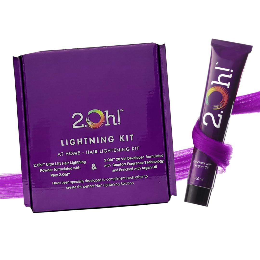 2.Oh! Italian- Purple Hair Color DIY Kit | Semi Permanent Hair Color + Hair Bleach for Hair Color | Hair Highlights for Women & Men | Hair Bleach with Plex & Argan oil| Lightening Kit