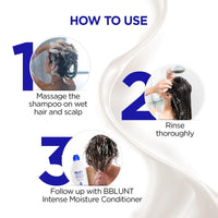 BBLUNT Intense Moisture Shampoo with Jojoba and Vitamin E for Dry & Frizzy Hair - 300 ml (Pack of 3)
