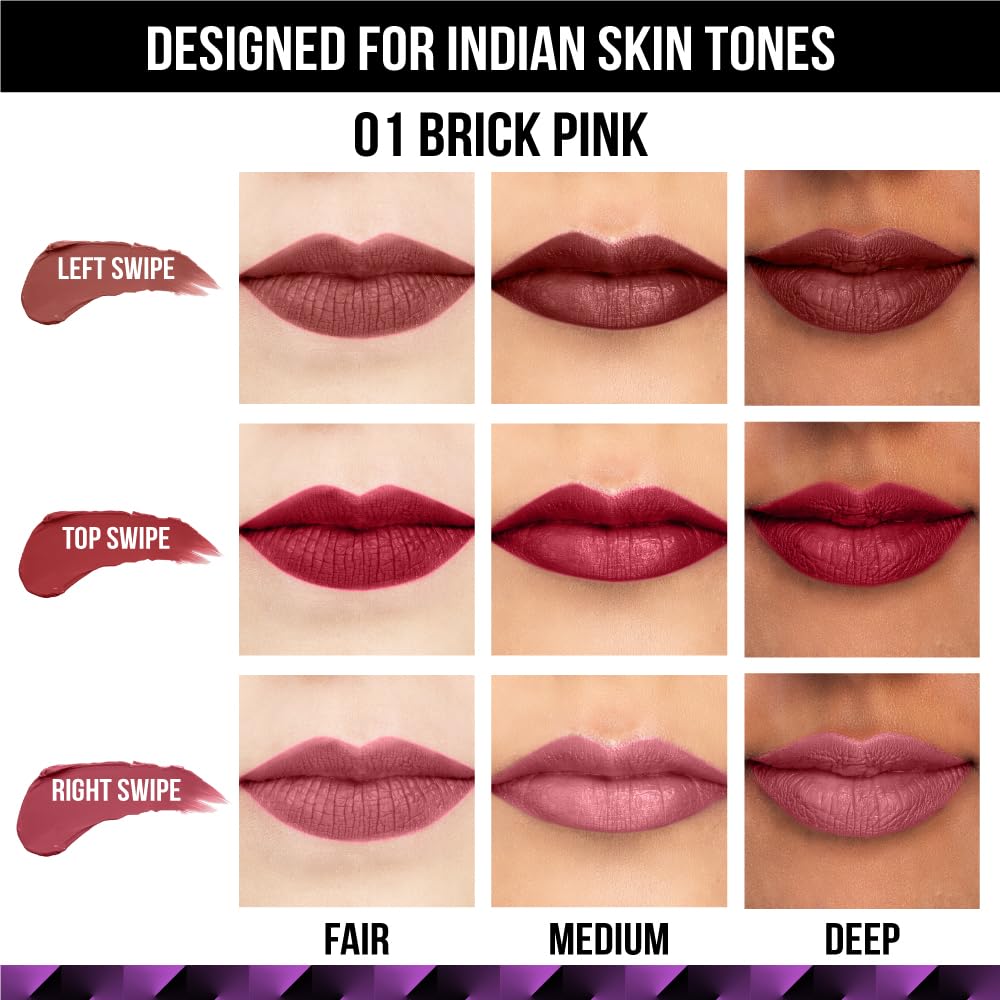 Staze 9to9 Triple Trouble Duo | 3 In 1 Lipstick Shade Caramel Rose + Brick Pink |12 Hrs Long Lasting Transfer-proof | Matte Finish Intense Color Payoff | Lightweight & Comfortable | 7.6 g