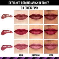 Staze 9to9 Triple Trouble Duo | 3 In 1 Lipstick Shade Caramel Rose + Brick Pink |12 Hrs Long Lasting Transfer-proof | Matte Finish Intense Color Payoff | Lightweight & Comfortable | 7.6 g