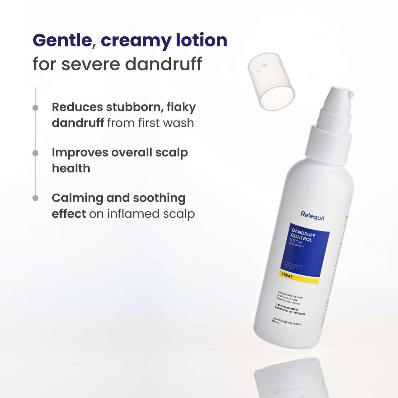 RE' EQUIL Dandruff Control Lotion (Pre Wash) | Reduces Severe, Greasy, And Flaky Dandruff | Reduces Dryness & Itching | No Drip Formulation | All Hair Types | 100Ml