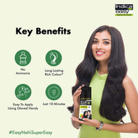 Indica Easy Do-It-Yourself Hair Color Shampoo Pump Pack with 5 Herbal Extracts and 100% Ammonia Free, Long Lasting Formula, 180 ML - Natural Black Colour (Gloves Included)