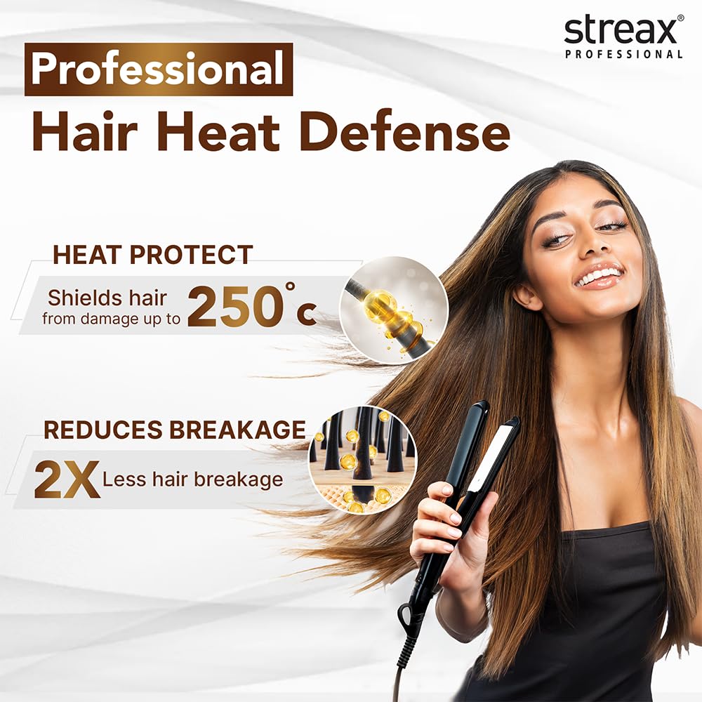 Streax Professional Hold & Play Heat Protection Spray For Hair -200 Ml, Hair Styling Spray For Women & Men, Heat Protectant Spray For Hair Upto 250°C & 2X Less Hair Breakage