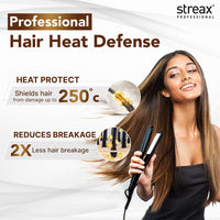 Streax Professional Hold & Play Heat Protection Spray For Hair -200 Ml, Hair Styling Spray For Women & Men, Heat Protectant Spray For Hair Upto 250°C & 2X Less Hair Breakage