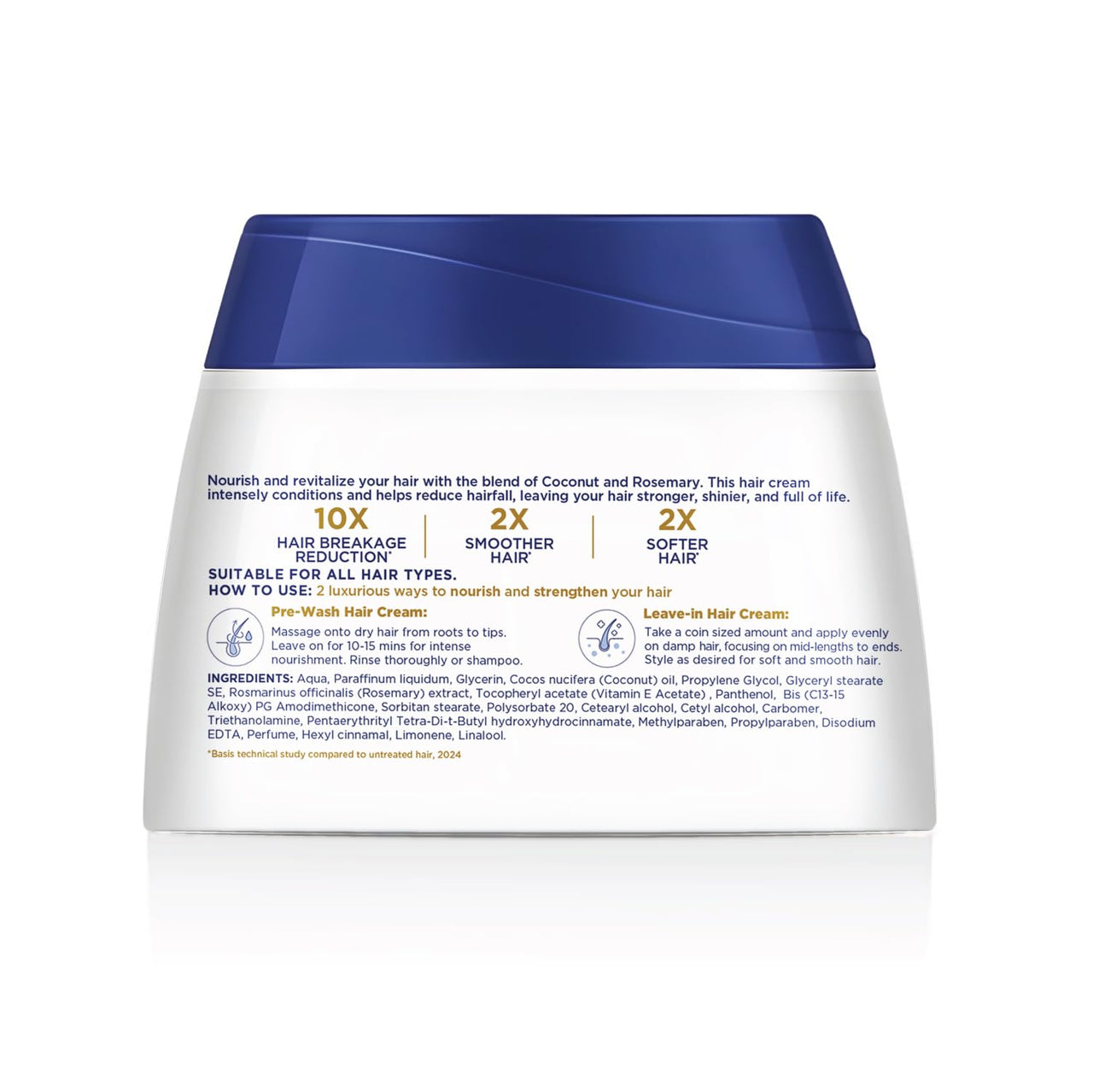 Parachute Advansed Coconut & Rosemary Hair Cream 210ml | Anti – HairFall | 10X Hair Breakage Reduction | 2X Smoother, Softer Hair | Leave-in Hair Cream | Pre Wash Hair Cream | For Men & Women