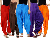 Pistaa's  Women's  Regular Fit Patiala Bottom (Multicolor, Free Size, Pack of 5)