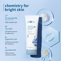 Plum 2% Niacinamide Simply Bright Face Wash With Rice Water | Brightens Skin, Helps Fade Blemishes | Softens & Smoothens Skin | Gentle & Non-Drying | Women & Men | 100% Vegan | 100 ml