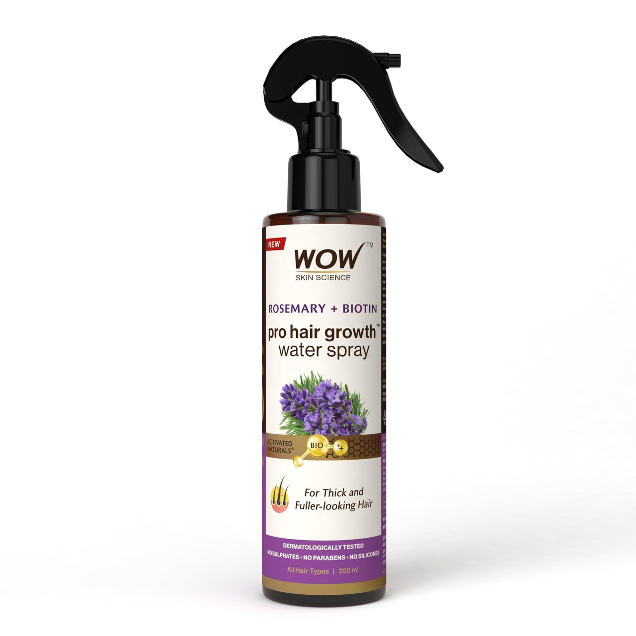 WOW Skin Science Rosemary + Biotin Pro Hair Growth Water Spray | Thicker & Fuller Hair | Rosemary Water For Hair Growth | No Parabens, Sulphates or Silicones | 200 ml