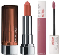 Maybelline New York Super Stay Matte Ink Liquid Lipstick, 15 Lover, 5ml and Maybelline New York Color Sensational Creamy Matte Lipstick, 657 Nude Nuance, 3.9g