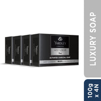 Yardley London Gentleman Classic Activated Charcoal Soap| 99.9% Germ Protection and Deep Cleansing| Daily Bathing Bar Soap For Men| Masculine Fragrance| 100g (Pack of 4)