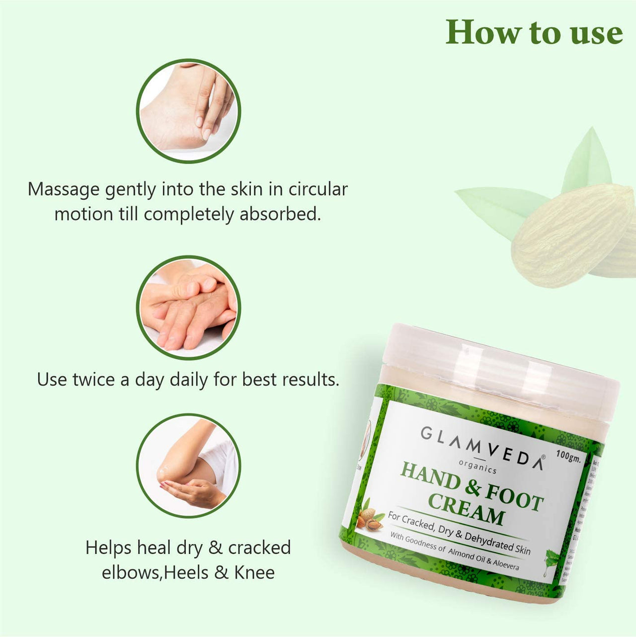Glamveda Hand & foot crack cream 100 GM For Dry, Rough & Crack Heels & Elbow Ayurvedic Crack Cream, Paraben Free (2)