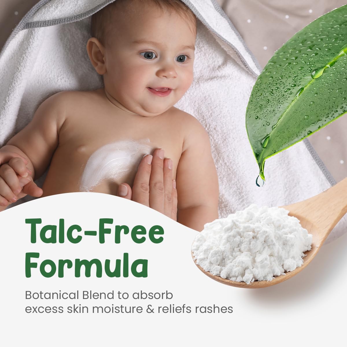 Mother Sparsh Plant Powered Dusting Powder For Babies - 200g | Talc Free Baby Powder With Corn Starch & Oat Powder