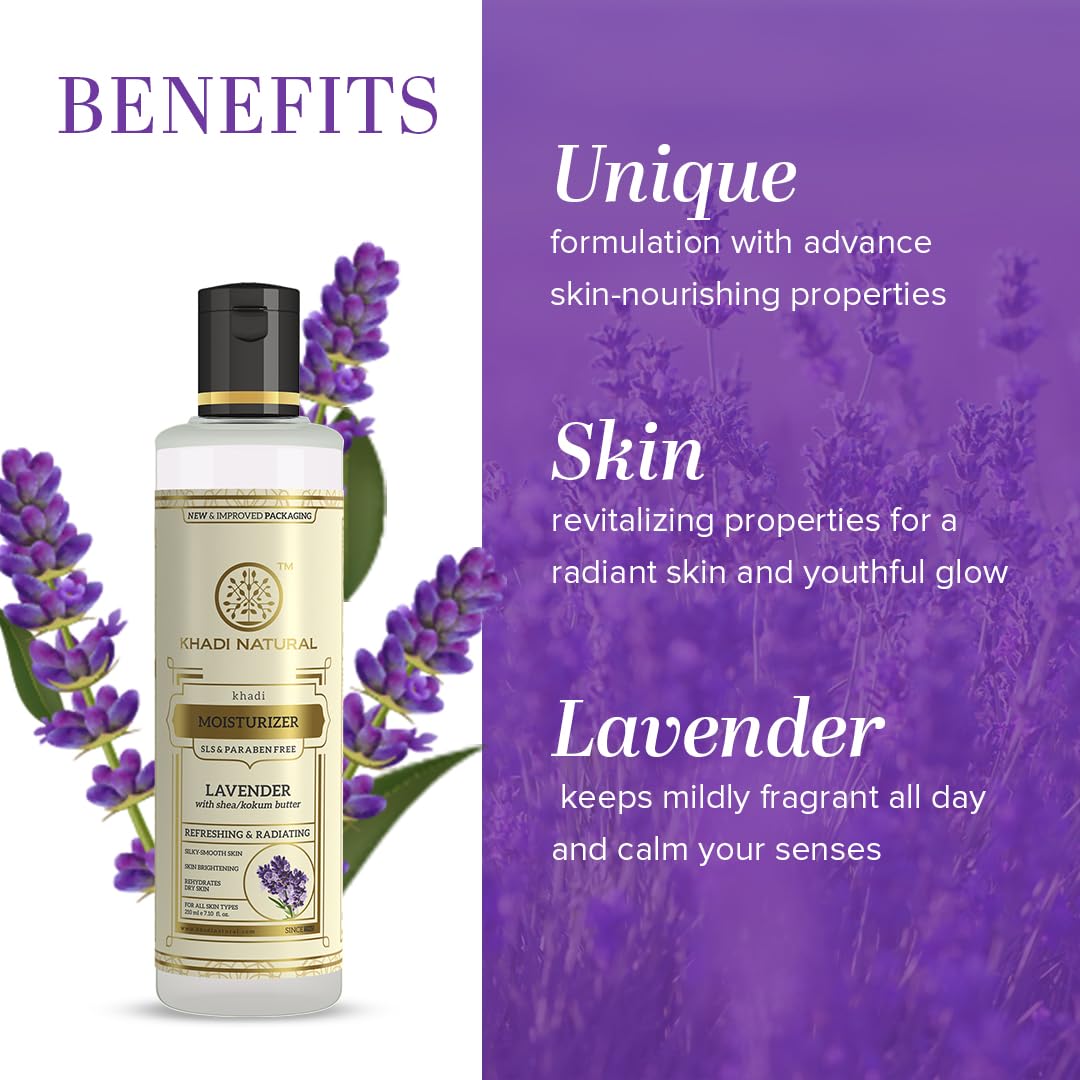 Khadi Natural Lavender Fairness Liquid Moisturiser Sls & Paraben Free