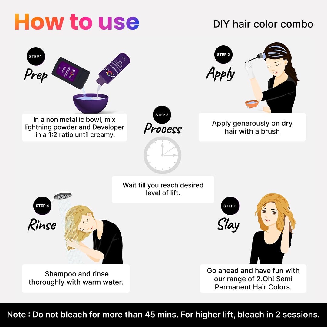 2.Oh! Italian- Golden Glaze Hair Color DIY Kit | Semi Permanent Hair Color + Hair Bleach for Hair Color | Hair Highlights for Women & Men | Hair Bleach with Plex & Argan oil| Lightening Kit