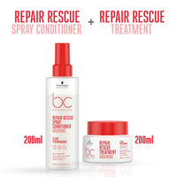 Schwarzkopf Professional New Bonacure Clean Repair Rescue Hair Mask treatment (200ml) with Arginin + Spray Conditioner 200ml | Combo for Damaged and chemically treated hair