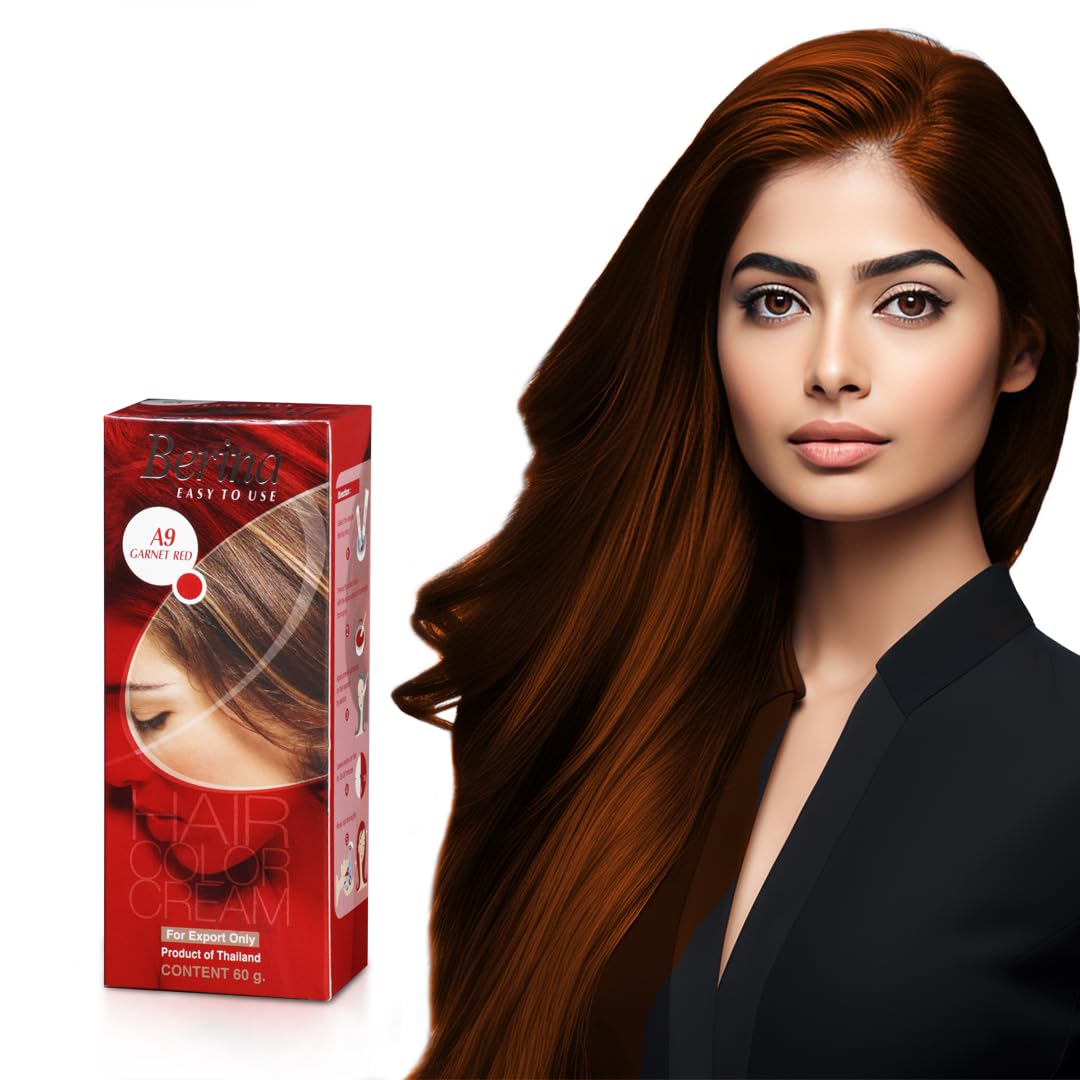 Berina Professional | Permanent Hair Color Cream | 60gm | A09 Garnet Red | Long Lasting Color
